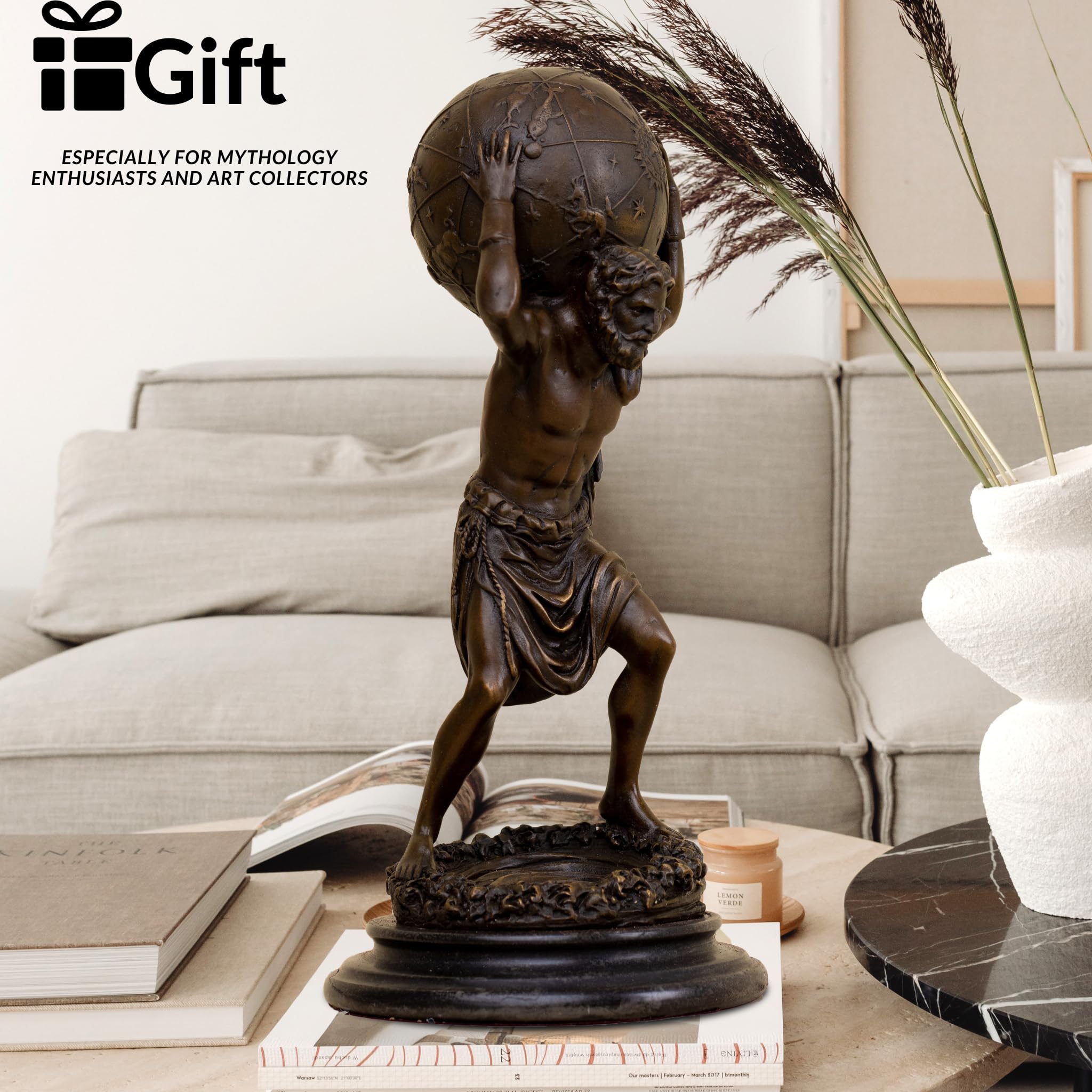 Atlas bronze sculpture antique bronze gift display bedroom console flowers interior