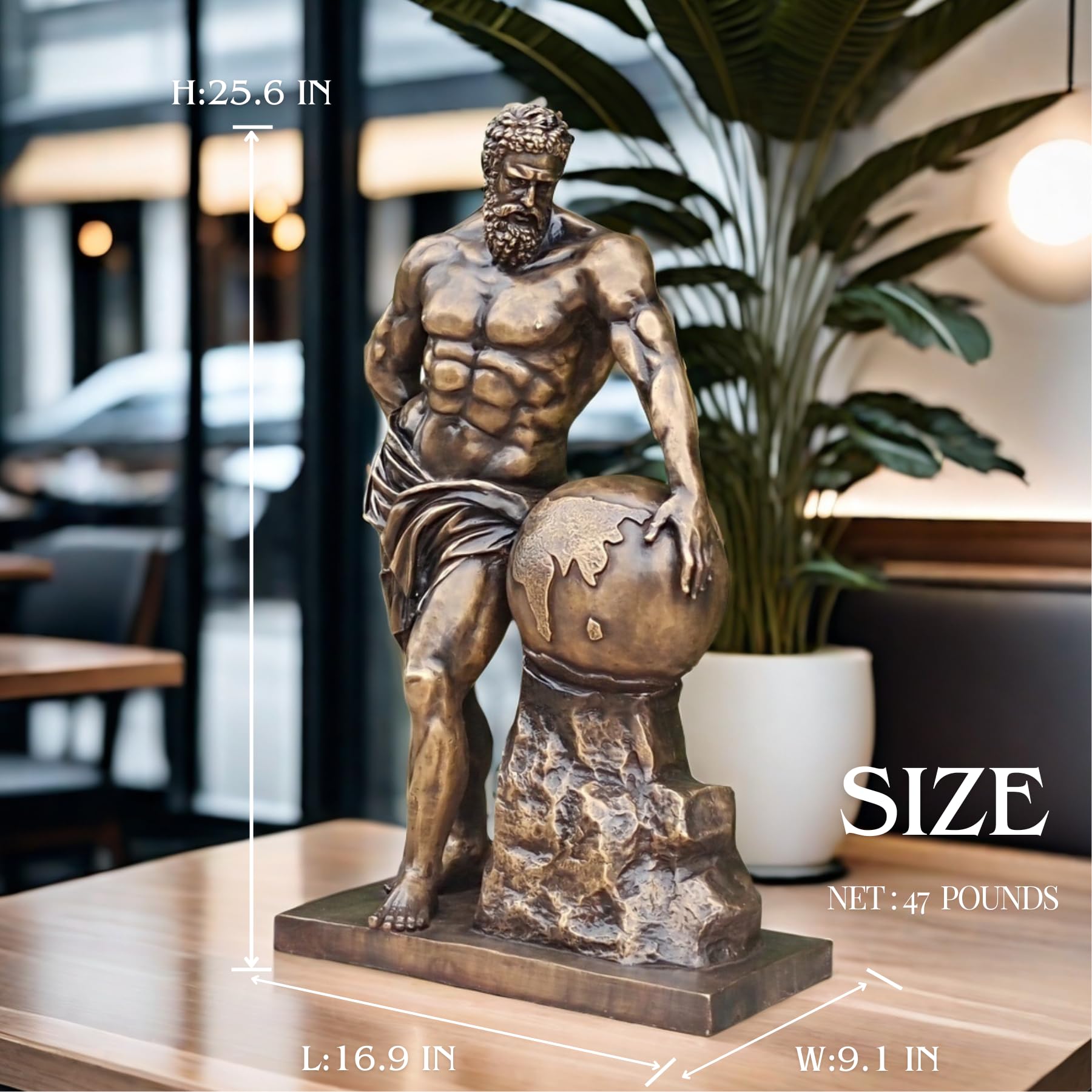 Atlas bronze sculpture antique bronze size reference fireplace luxury interior