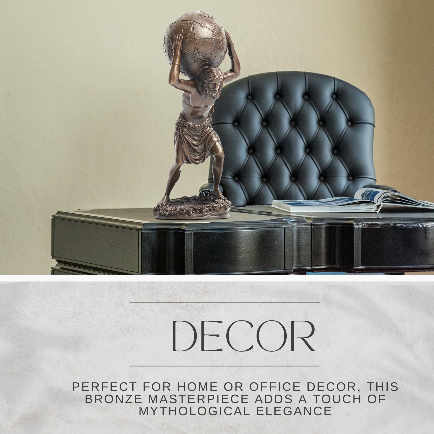 Atlas bronze sculpture decor perfect for home office bedroom living room display