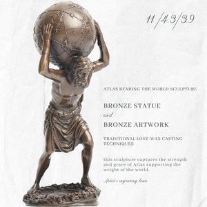 Atlas bronze sculpture symbolic significance specification chart dimensions weight