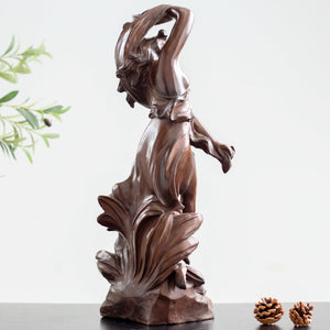 Auguste Moreau bronze mother baby angel sculpture dark brown patina right angle view