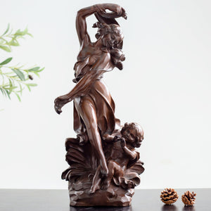 Auguste Moreau bronze mother baby angel mini scale version beside plants display