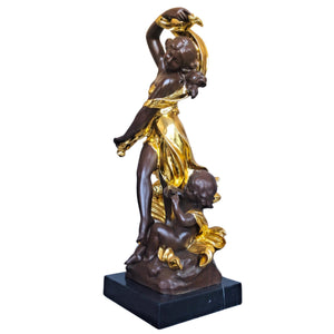 Auguste Moreau bronze mother baby angel sculpture side right profile view