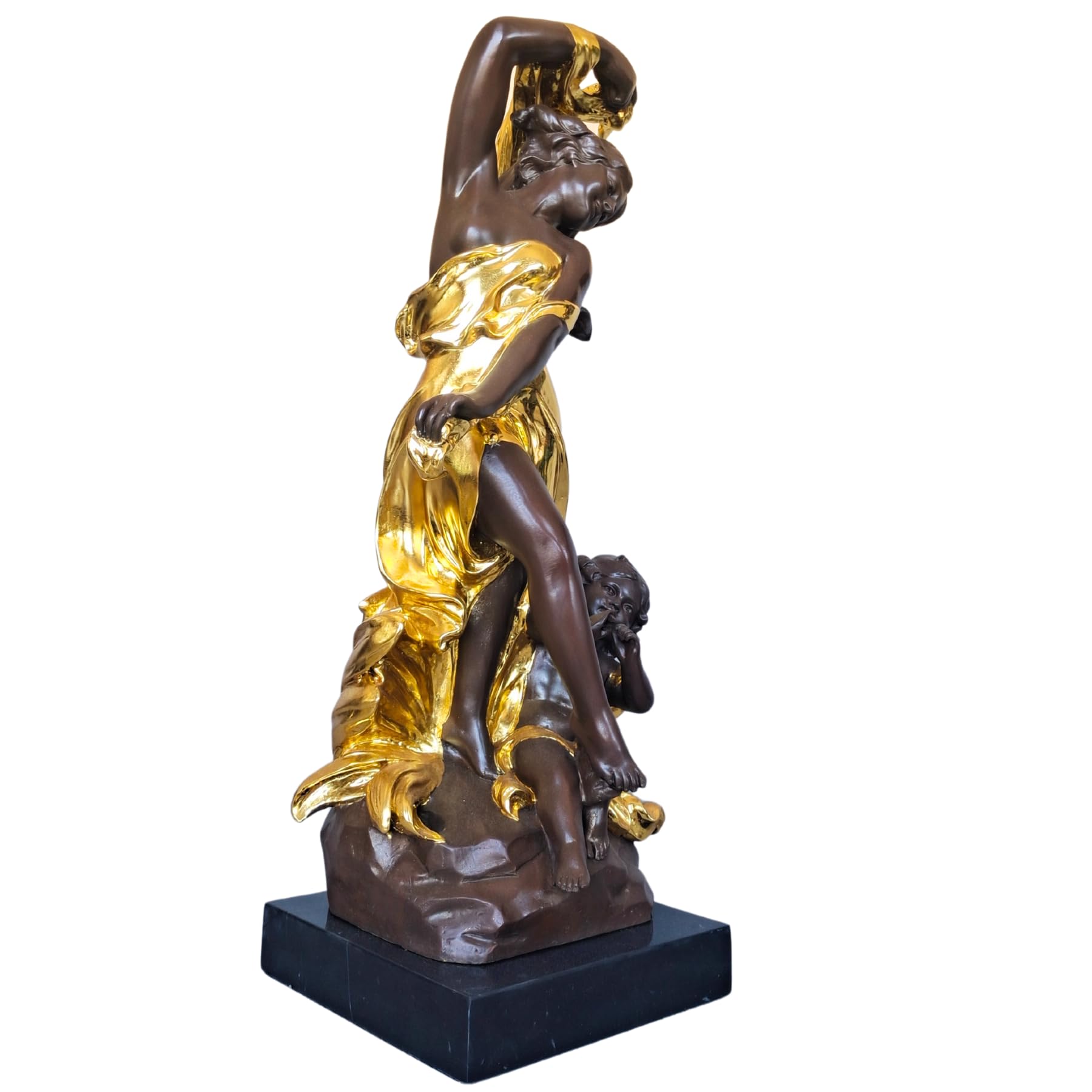 Auguste Moreau bronze mother baby angel sculpture three quarter right angle view