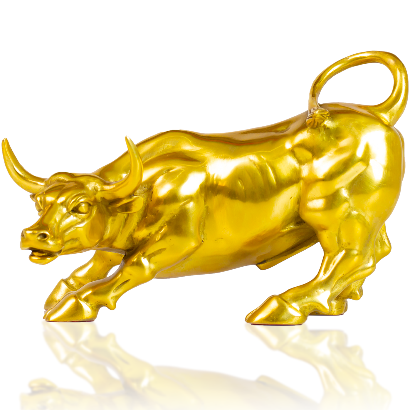 21cm Brass Gold Bull Figurine -Wall Street Bull Art Decor,Bull/Cow/Ox Figure Statues and Sculptures Home Office Decor
