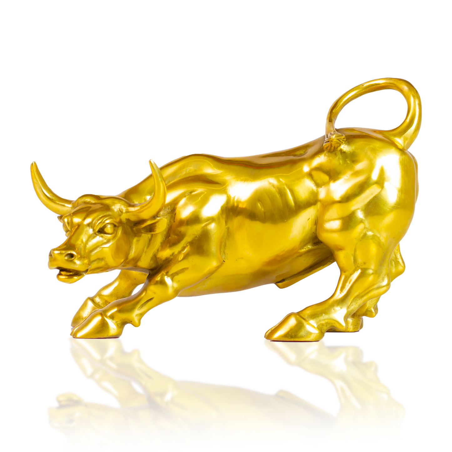 21cm Brass Gold Bull Figurine -Wall Street Bull Art Decor,Bull/Cow/Ox Figure Statues and Sculptures Home Office Decor