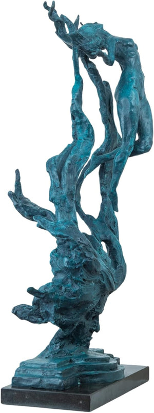 Dynamic angle of Beethoven Rhapsody bronze sculpture showing intricate detail
