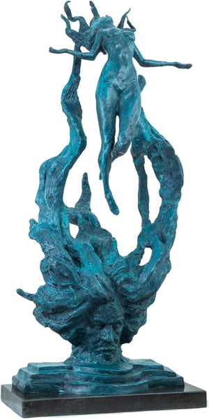 30.3-inch Beethoven Rhapsody abstract bronze sculpture with blue patina