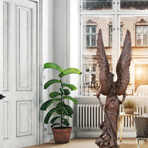 Classic bronze Bellona winged goddess sculpture displayed indoors showing full 31-inch height