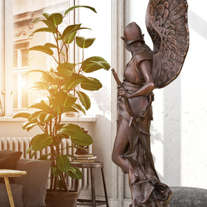 Bellona winged bronze goddess sculpture as statement piece in modern living room interior