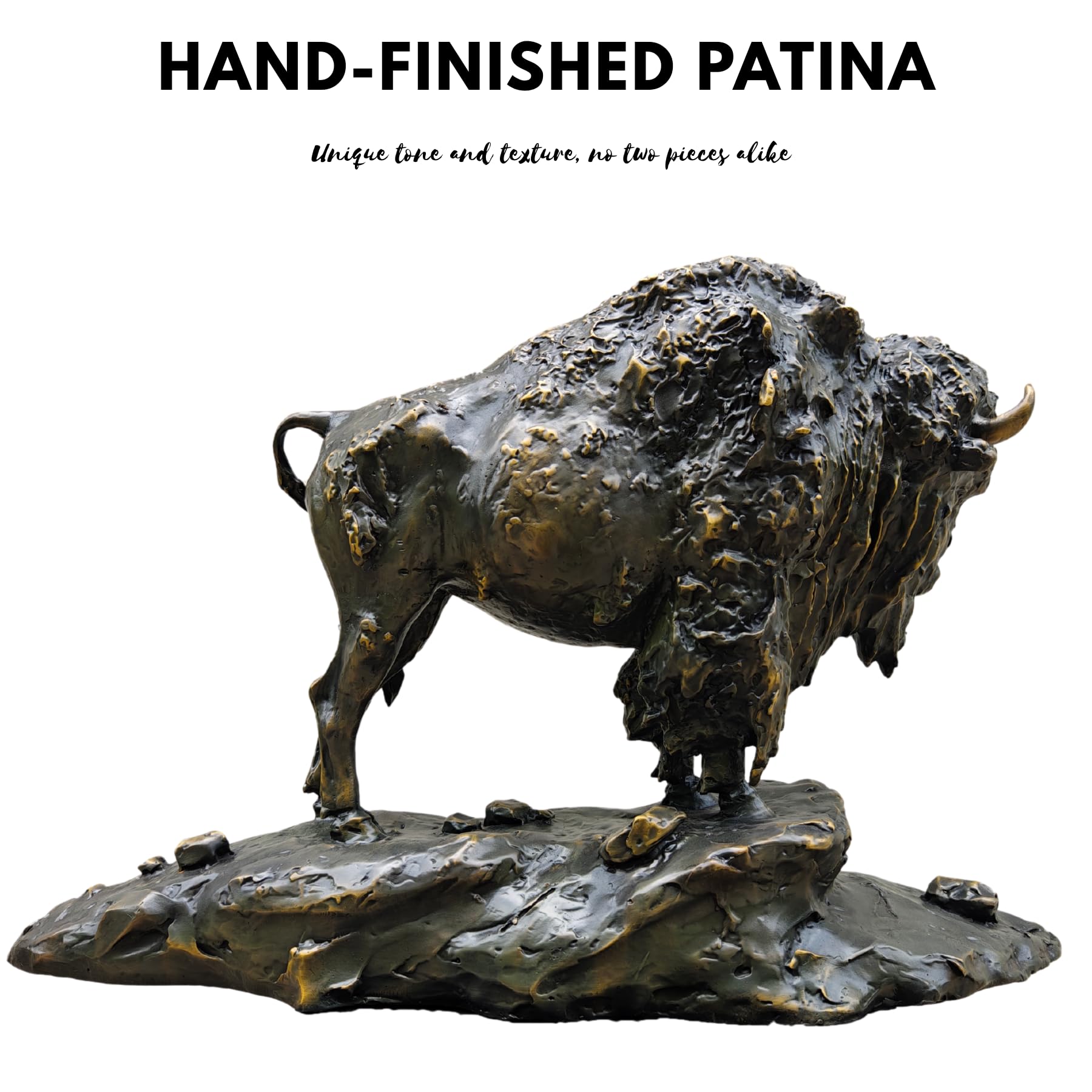Integrated rock base design of the Guardian bison sculpture.