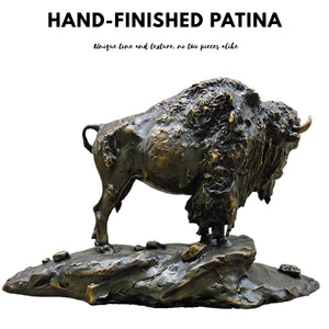 Integrated rock base design of the Guardian bison sculpture.