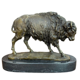 10-inch Legacy bronze American bison on marble base, front.