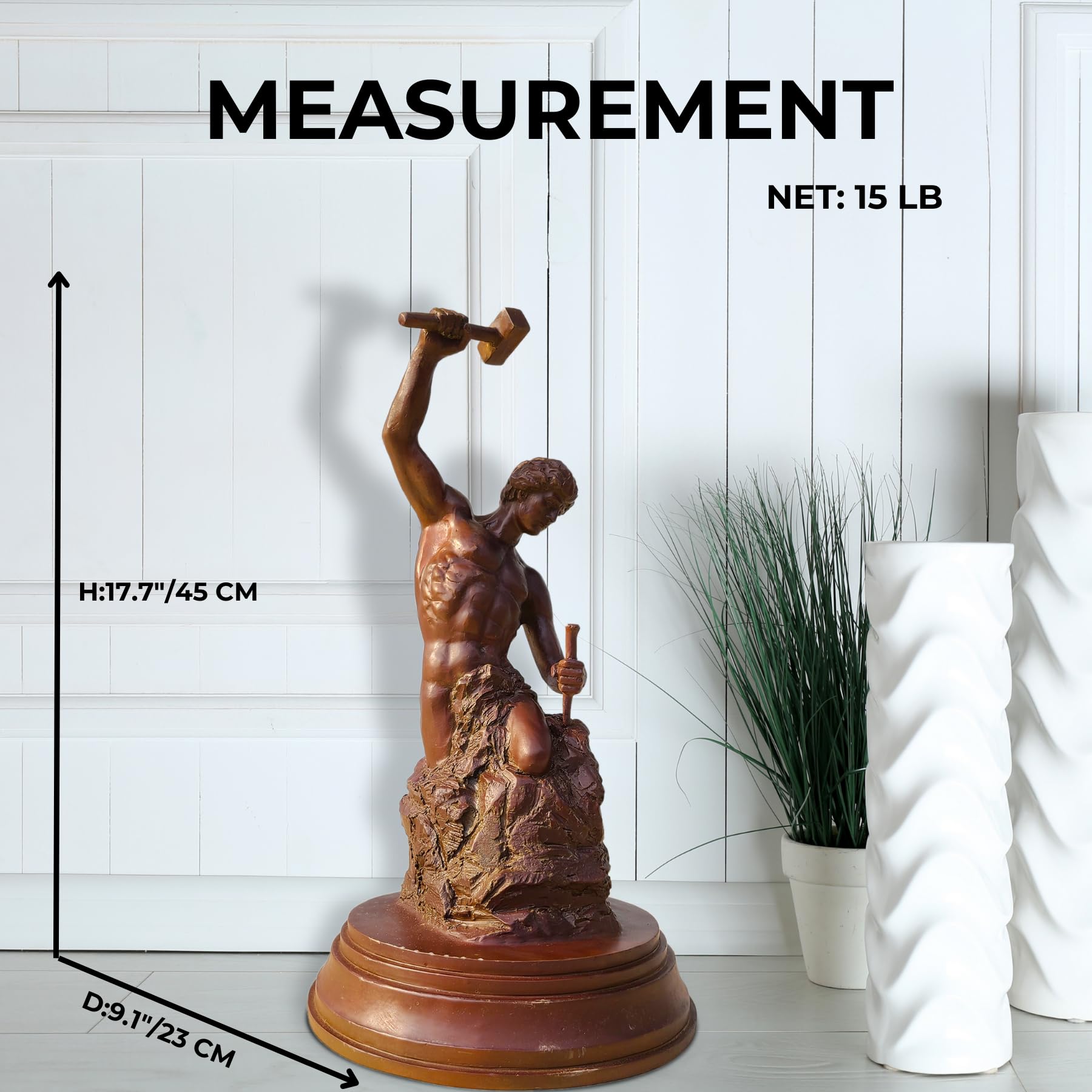 Bobbie Carlyle Self-Made Man bronze motivational sculpture as luxury home décor centerpiece