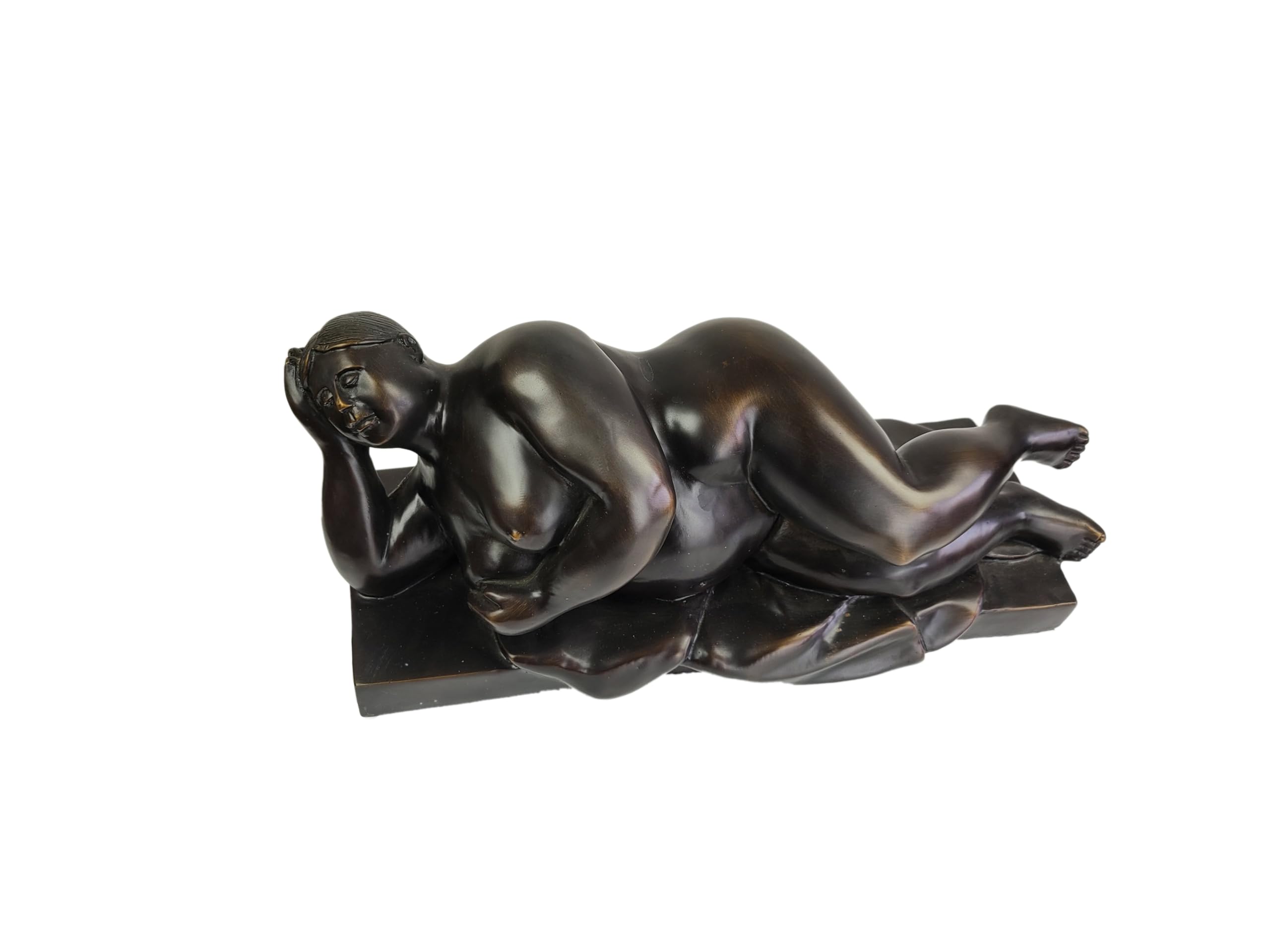 Botero bronze reclining woman figurine back angle voluptuous body detail