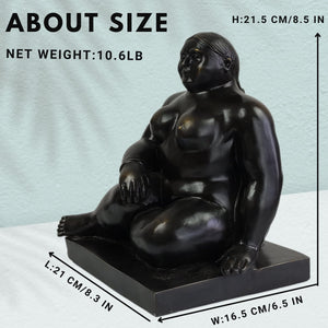 Botero bronze seated woman statue size chart and weight dimensions