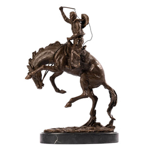 Bronco Buster bronze sculpture Style 1 classic brown patina, main product view