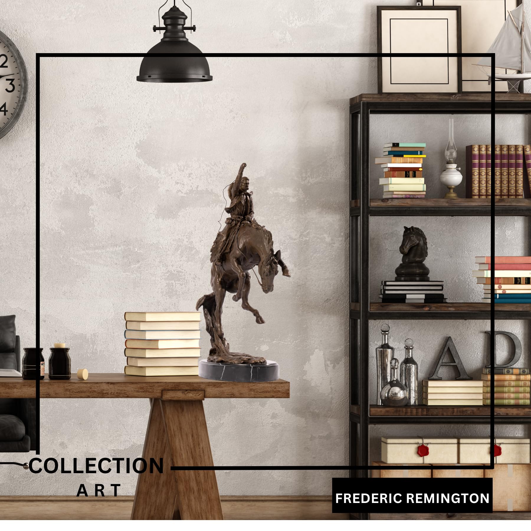 Style 1 Bronco Buster bronze cowboy statue as office collection display piece