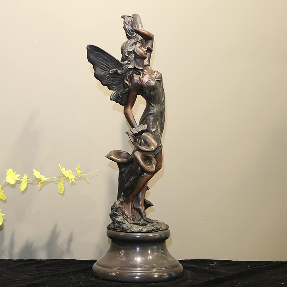 Bronze angel Greek goddess sculpture three quarter right angle antique finish