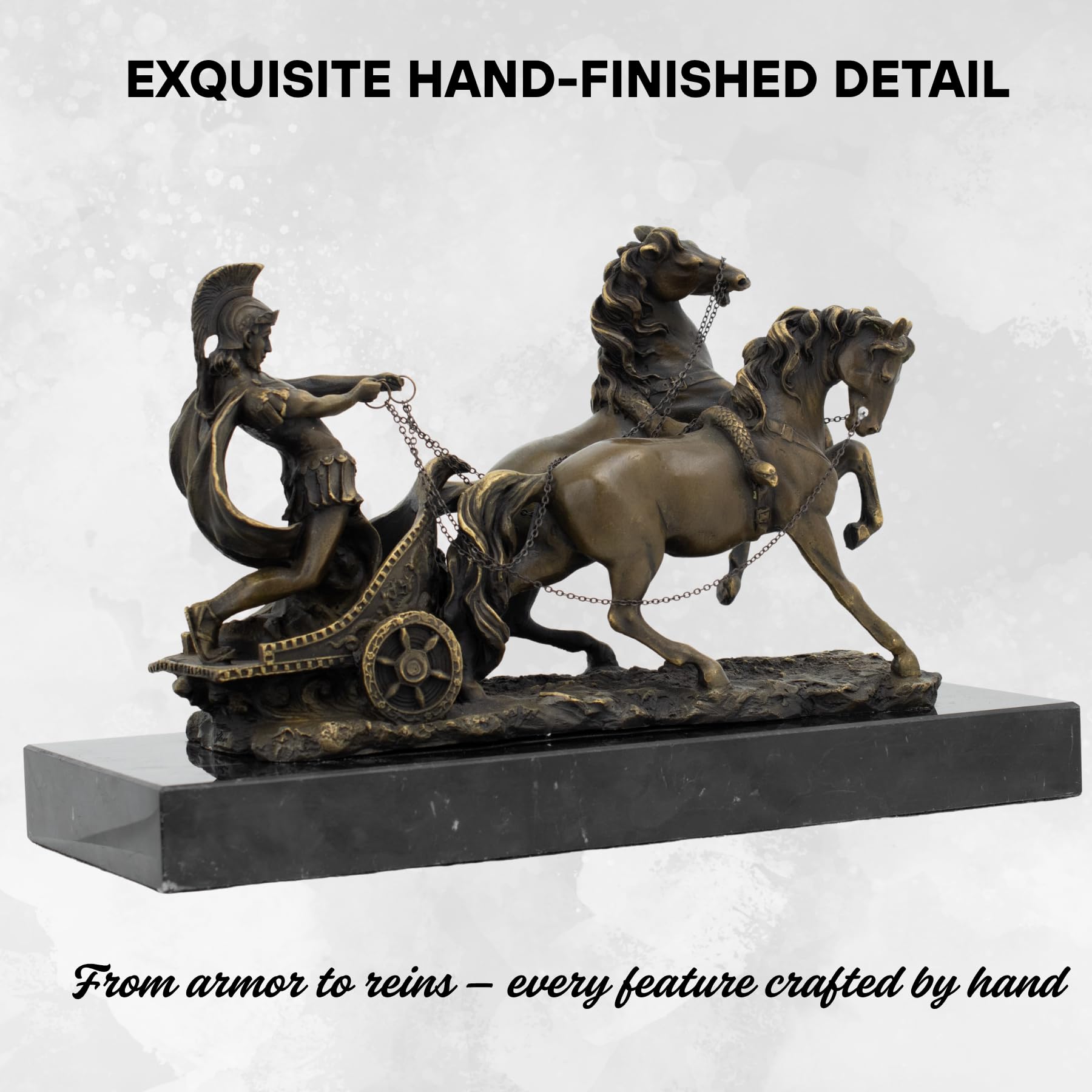 Bronze chariot sculpture Adrian Jones signature authentication pure bronze solid marble base