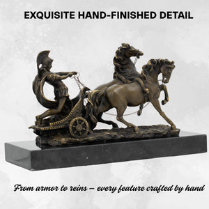 Bronze chariot sculpture Adrian Jones signature authentication pure bronze solid marble base