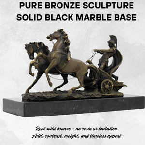Bronze chariot sculpture perfect for gallery office or study commanding refined space display