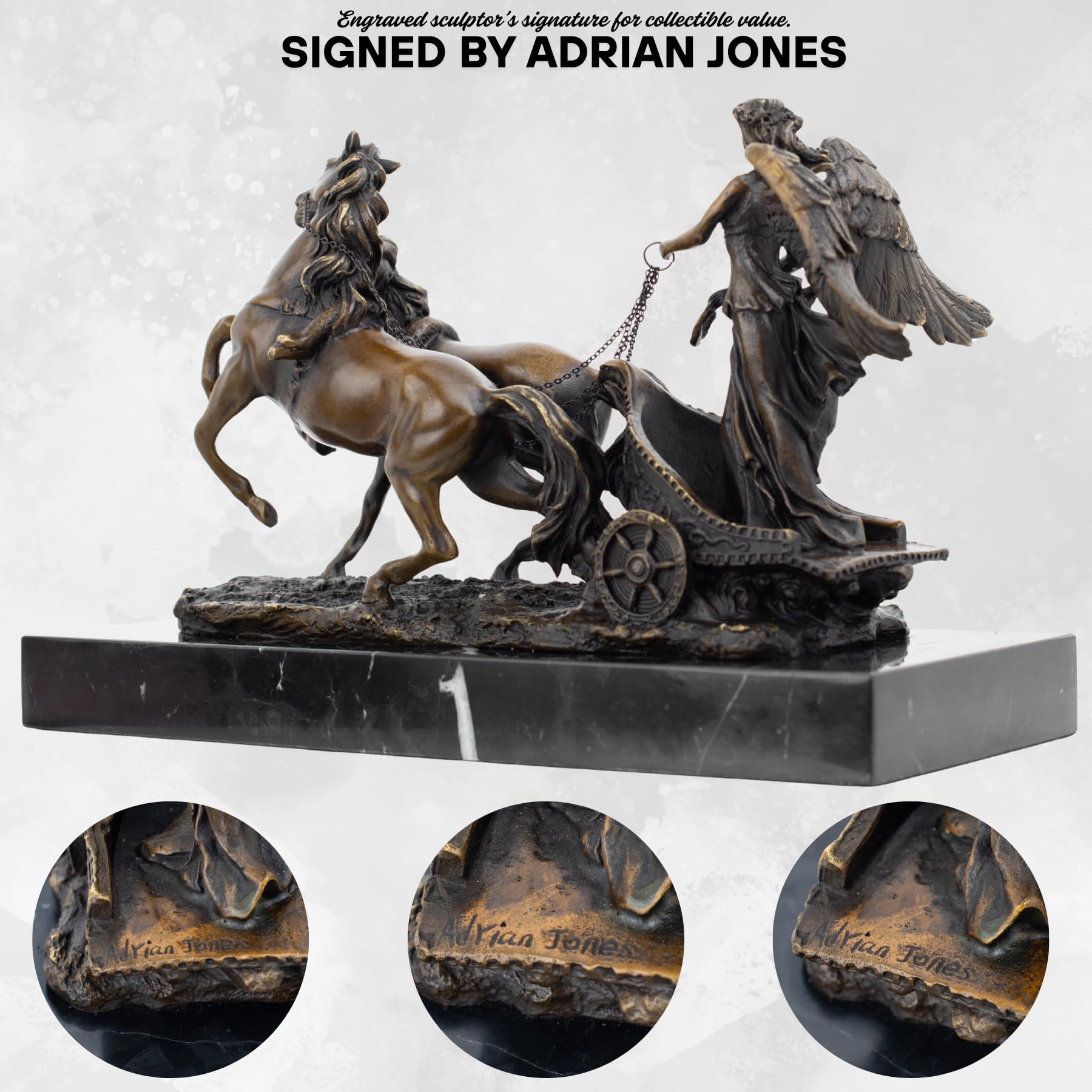 Bronze sun god chariot sculpture masterful lost wax craftsmanship side angle