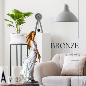 Bronze elegant woman with flute statue modern home display with bronze quality label