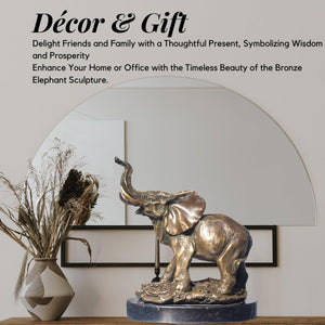 Bronze elephant statue styled as premium décor and gift with decorative vase in indoor setting