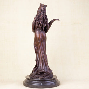Bronze Fortuna goddess wealth statue classic bronze front view full body