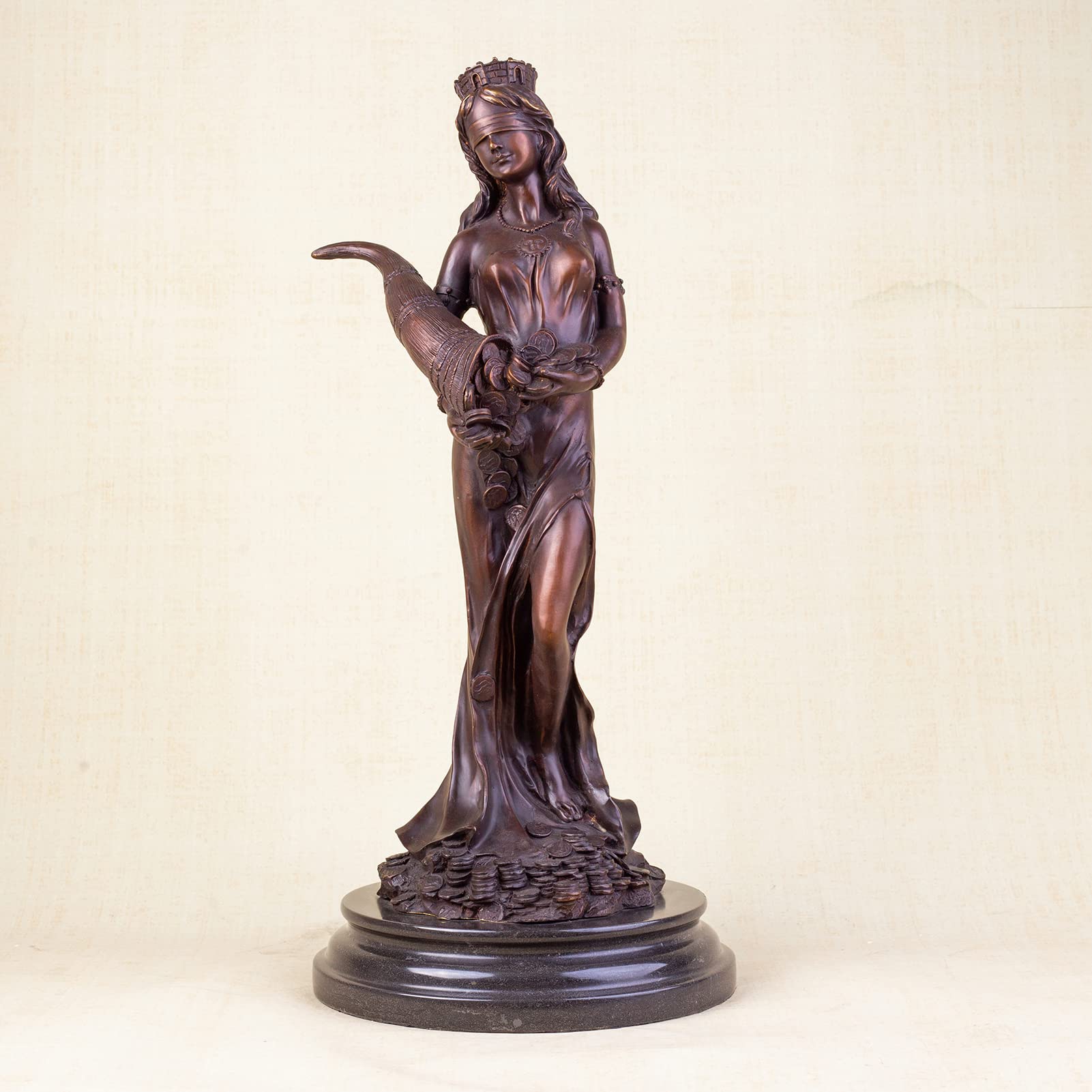 25.2 inch bronze Goddess of Wealth Fortuna classic bronze finish full view