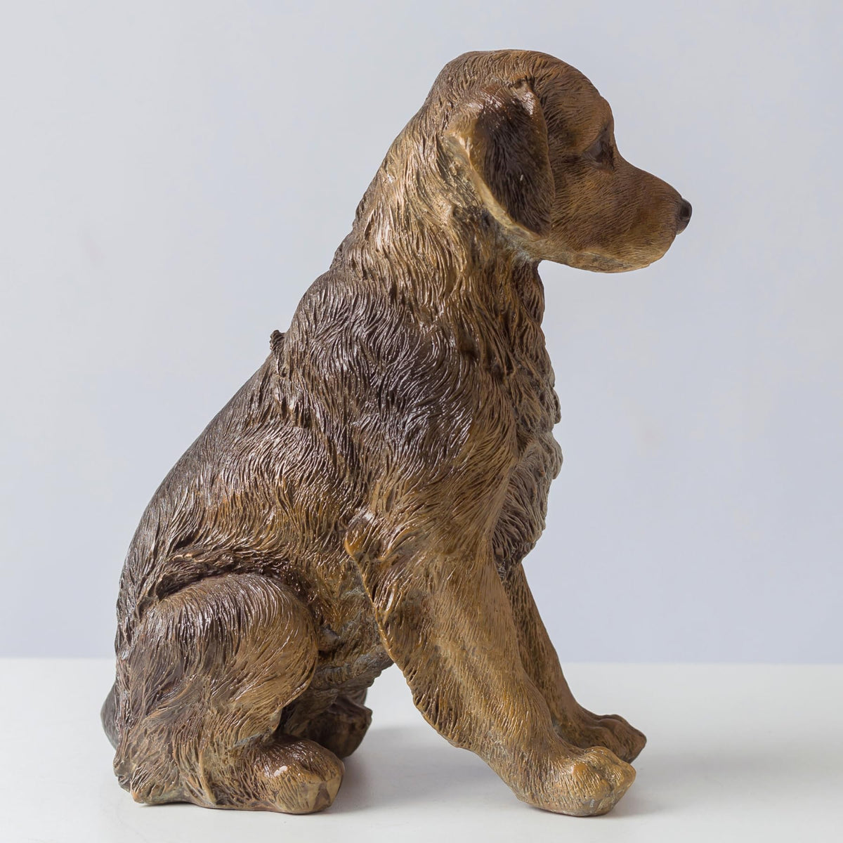 Premium Solid Bronze Golden Retriever Statue - 11" Handcrafted Lost-Wax Casting - Life-like Seated Golden Retriever Sculpture - Heavyweight 12lbs Pure Bronze Art - High-End Gift for Dog Lovers - Bronze - Detail View 6
