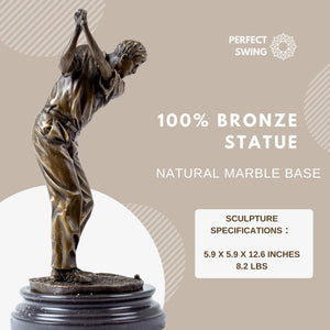 Bronze female golfer statue 100 percent bronze address pose marble base label
