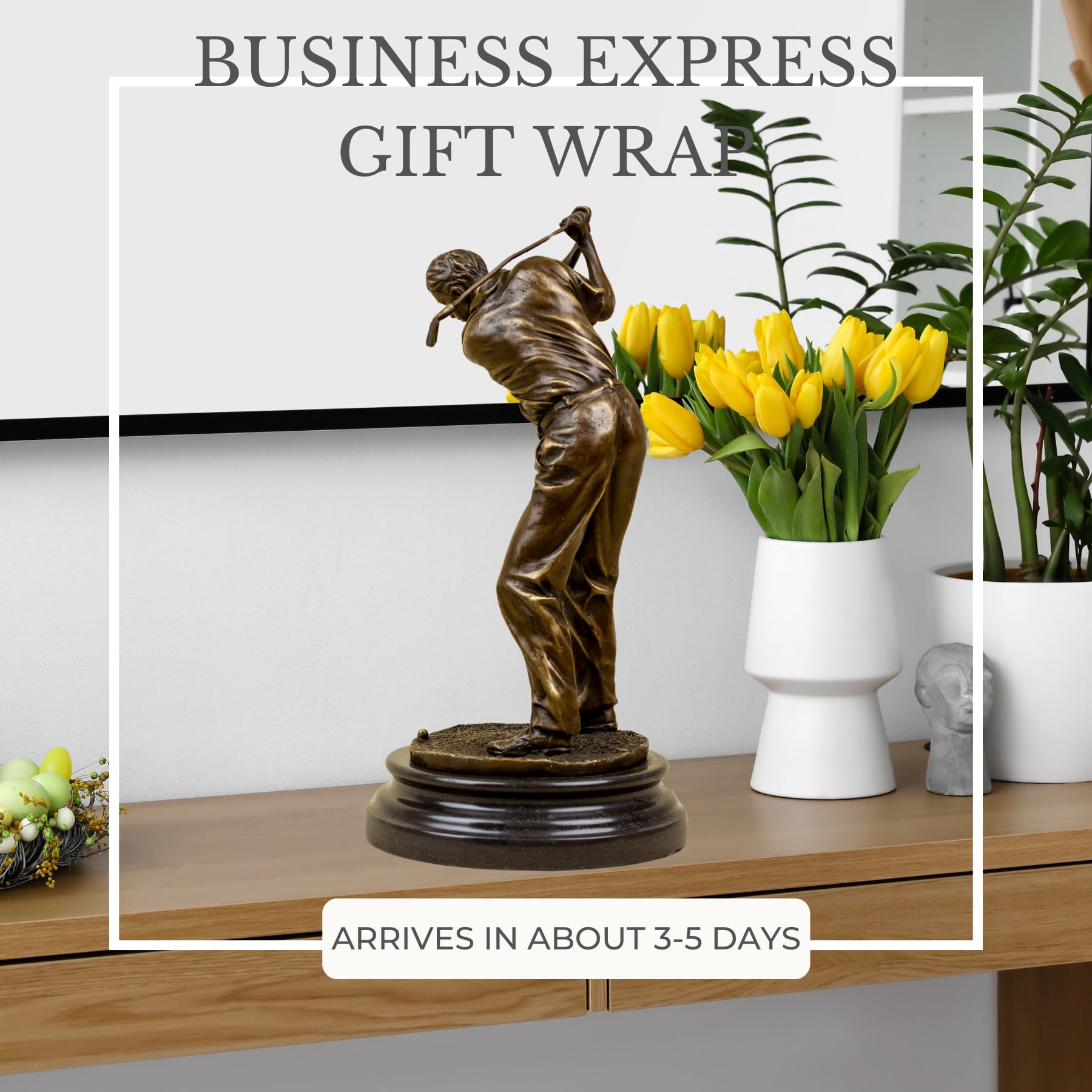 Bronze female golfer statue business express gift wrap packaging display