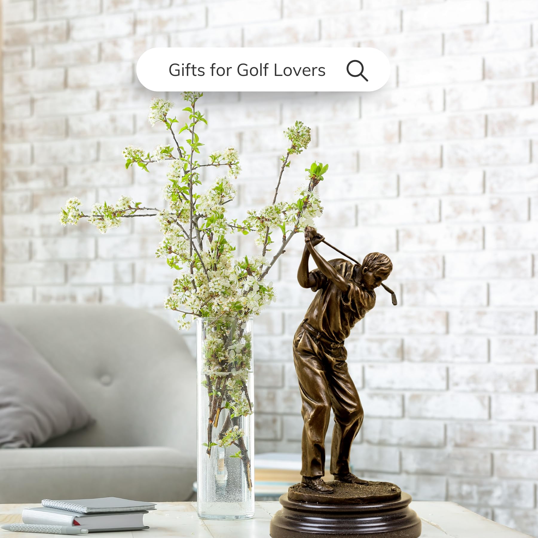 Bronze female golfer statue gifts for golf lovers search swing pose display