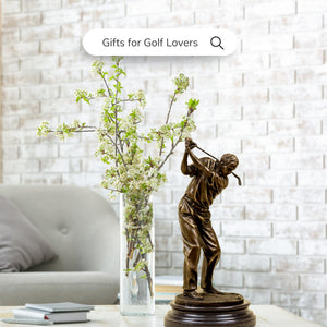 Bronze female golfer statue gifts for golf lovers search swing pose display
