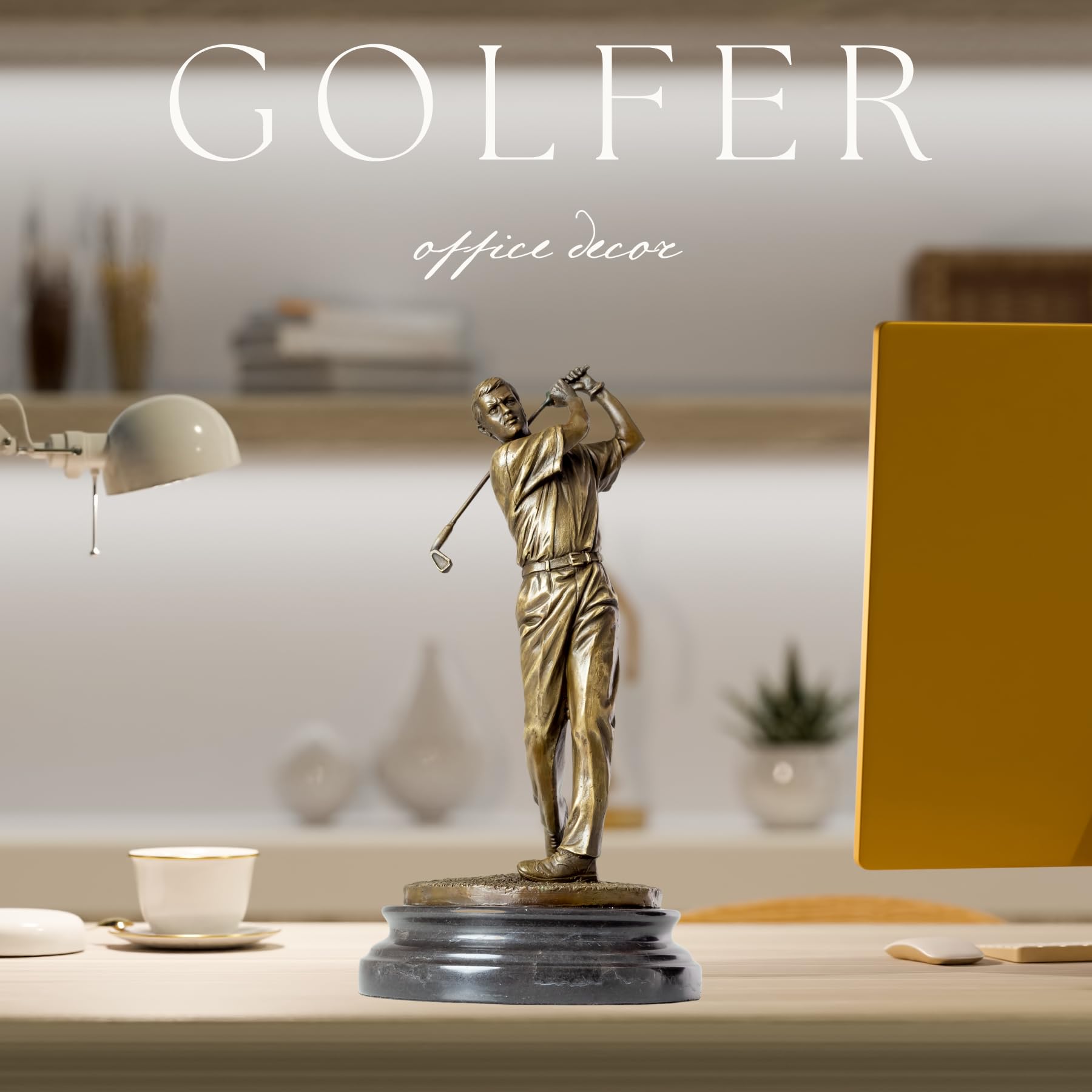 Bronze female golfer statue golfer magazine editorial swing pose display