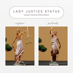 Bronze Lady Justice Themis statue product lineup two showing all available color variants