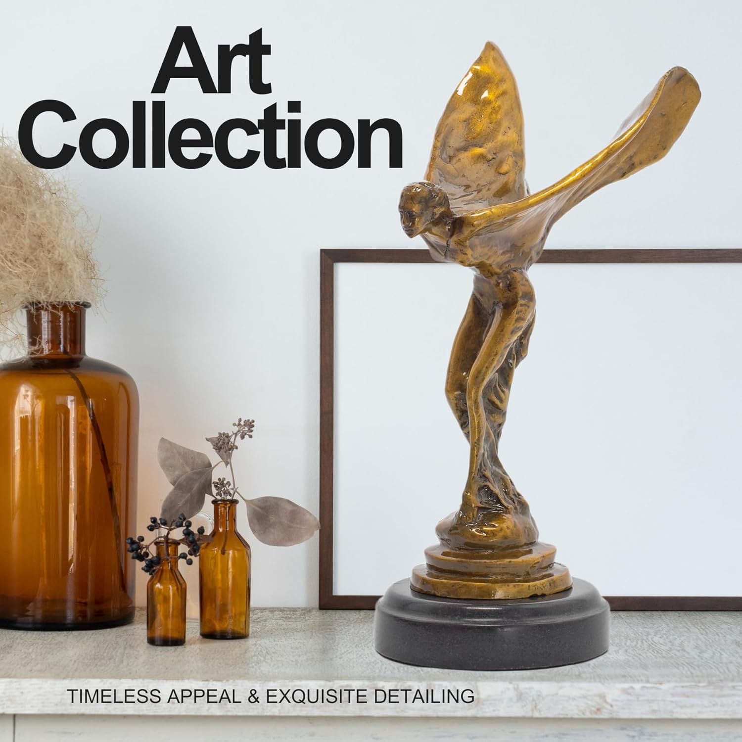 Bronze Spirit of Ecstasy flying lady figurine presented as luxury gift idea with premium packaging