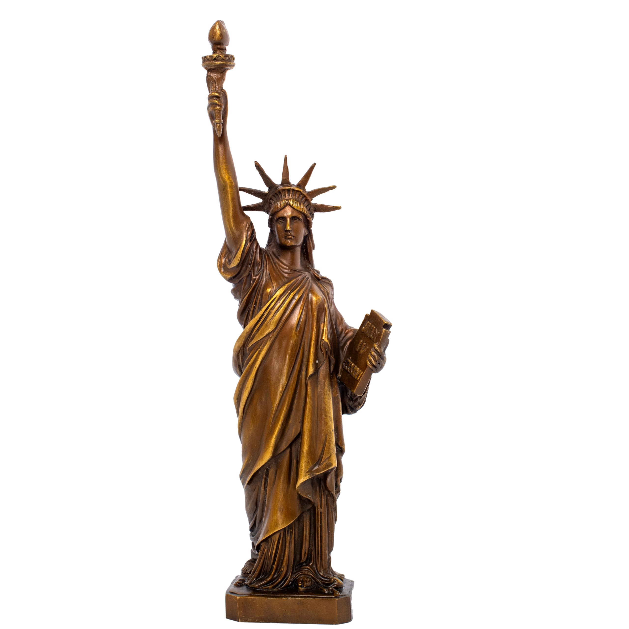 11.4-inch bronze Statue of Liberty desktop figurine hot-cast Heritage Edition, front view on white background