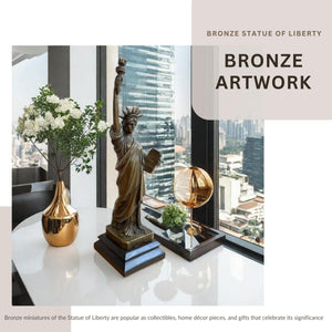 Bronze Statue of Liberty displayed as Roman business liberty symbol in professional office setting