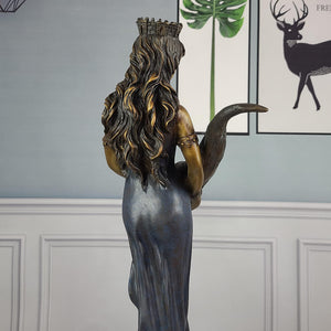 Bronze Tyche Fortuna goddess wealth statue side left profile interior display