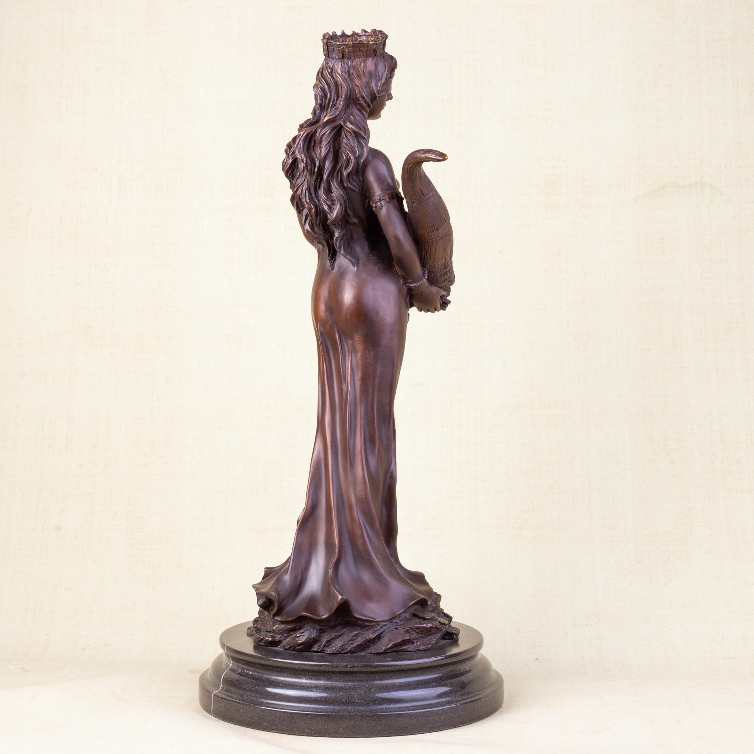 Bronze Tyche Fortuna goddess wealth statue three quarter left angle view
