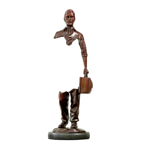 43cm Bruno Catalano inspired bronze traveler sculpture with premium black marble base.