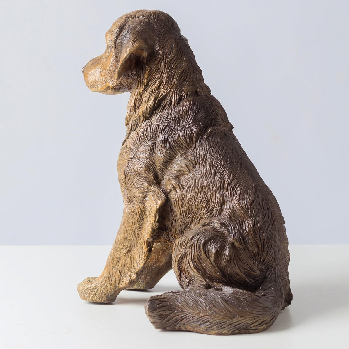 Premium Solid Bronze Golden Retriever Statue - 11" Handcrafted Lost-Wax Casting - Life-like Seated Golden Retriever Sculpture - Heavyweight 12lbs Pure Bronze Art - High-End Gift for Dog Lovers - Bronze - Detail View 4