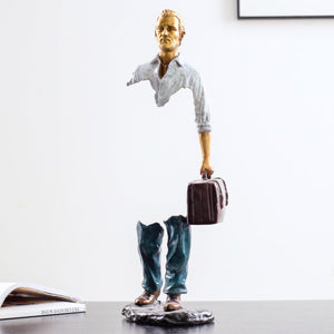 Detailed craftsmanship on the golden bronze face of the celestial gray voyageur.
