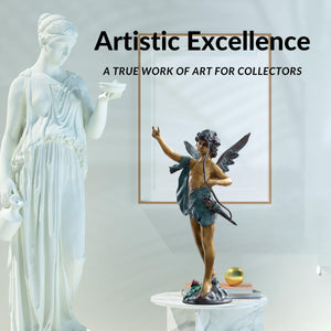 Cupid bronze sculpture colorful symbol of love woman at desk office display