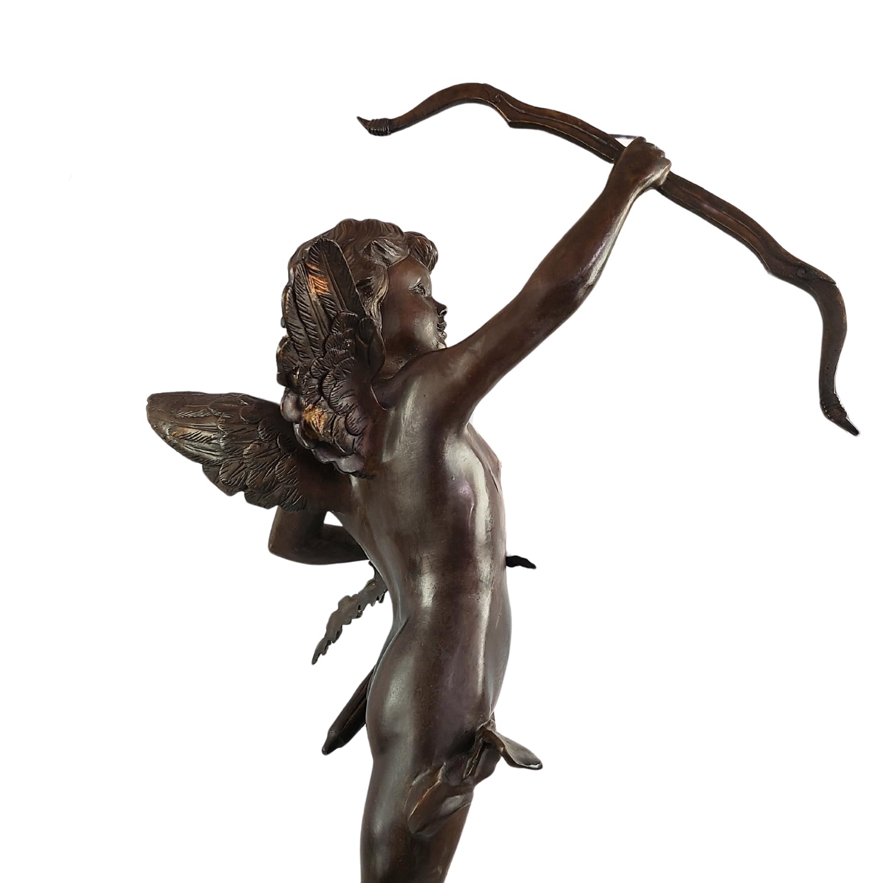 Cupid bronze sculpture ideal gift choice woman holding display