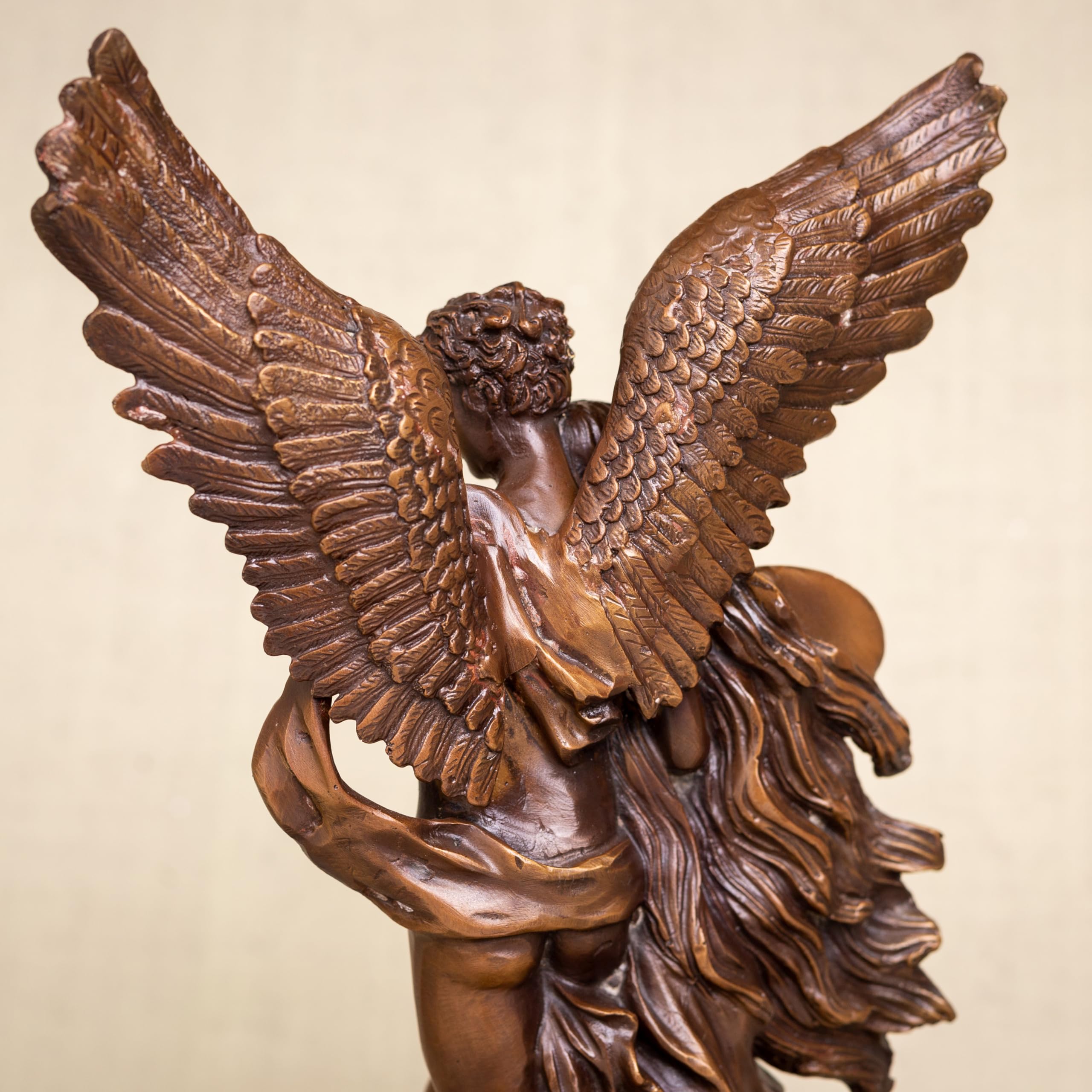 Cupid Psyche bronze sculpture back right angle view wings spread detail