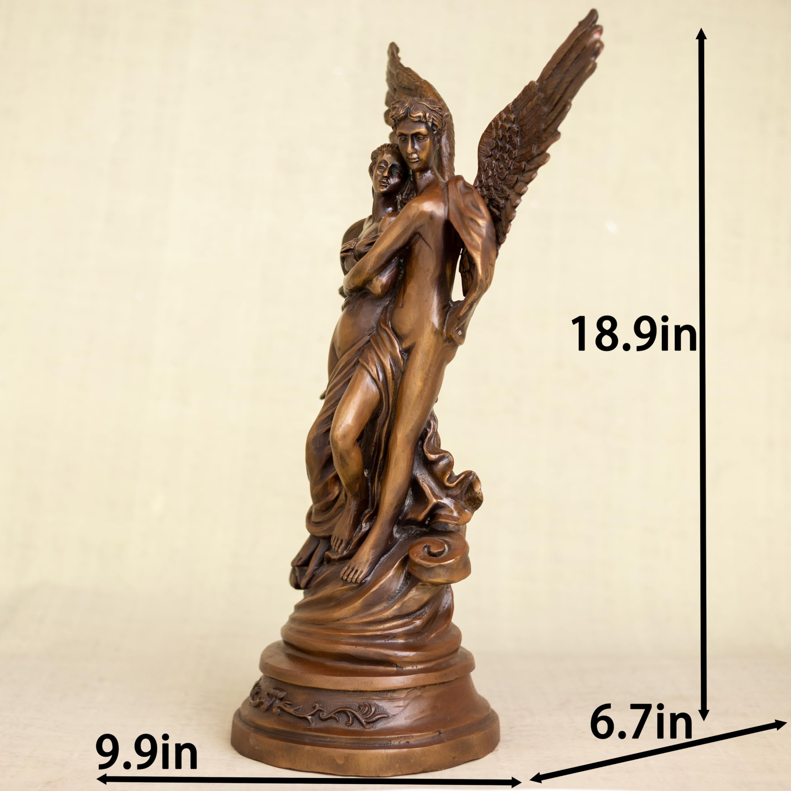 Cupid Psyche bronze sculpture size chart 18.9 inch 9.9 inch 6.7 inch dimensions